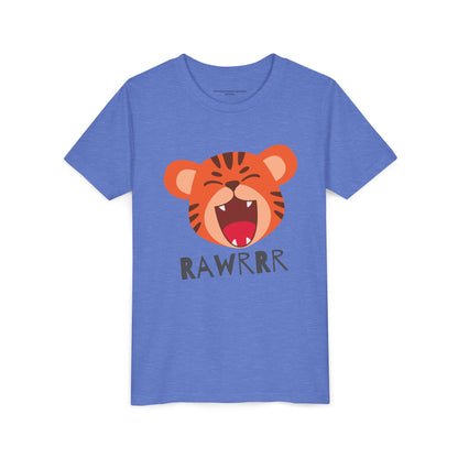 Cute Tiger RAWR Short Sleeve Tee for Kids, Fun Summer Shirt, Animal T-Shirt, Birthday Gift, Playdate Clothing
