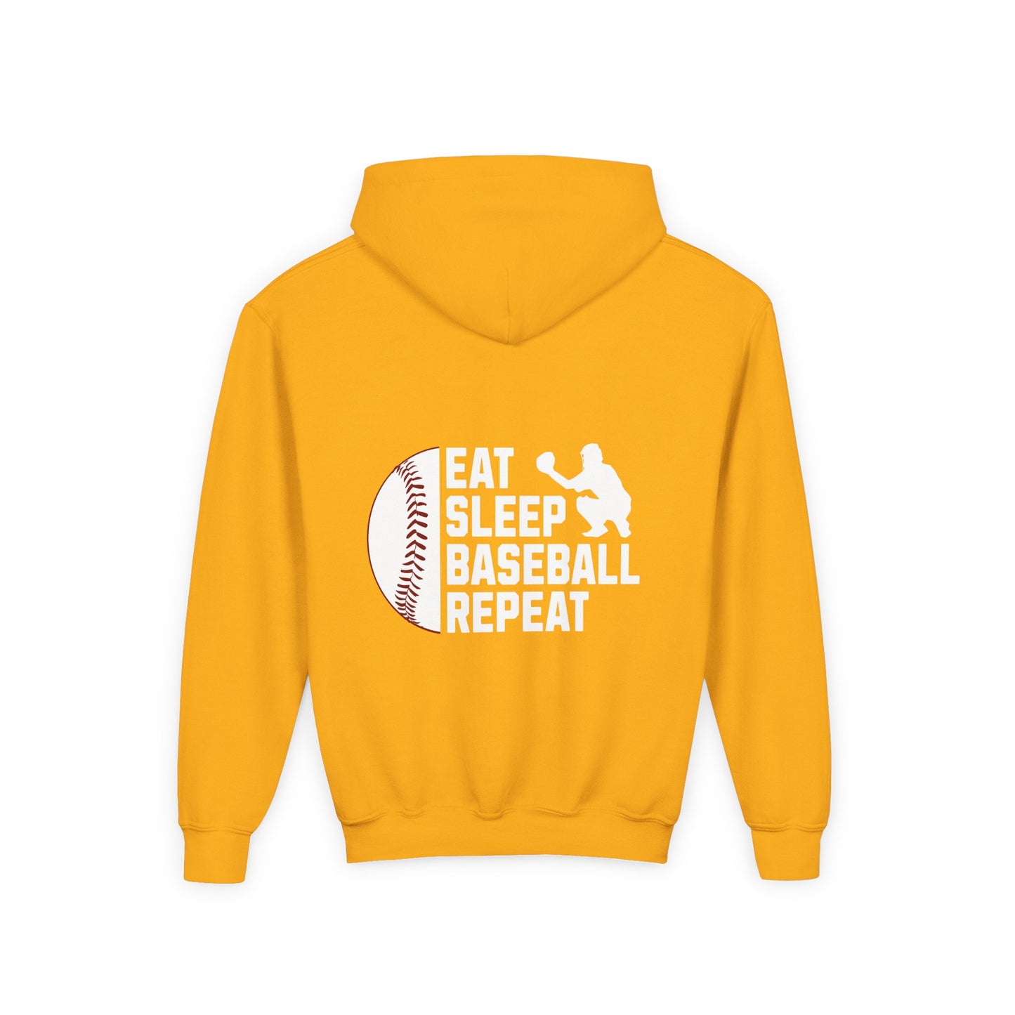 Youth Baseball Hoodie – "Eat Sleep Baseball Repeat" Personalized Pullover
