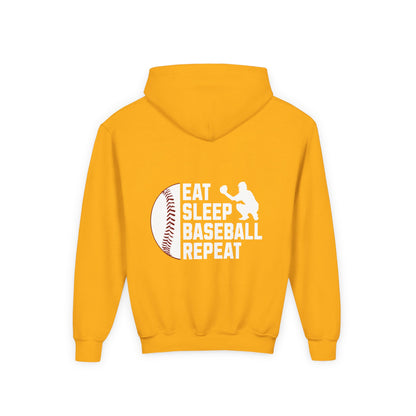Youth Baseball Hoodie – "Eat Sleep Baseball Repeat" Personalized Pullover