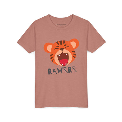 Cute Tiger RAWR Short Sleeve Tee for Kids, Fun Summer Shirt, Animal T-Shirt, Birthday Gift, Playdate Clothing