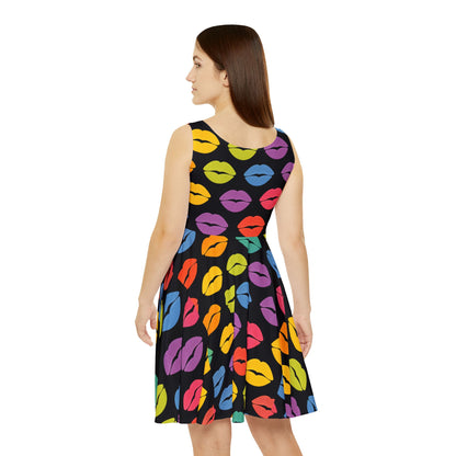 Colorful Kiss Print Women's Skater Dress, Fun Summer Party Dress, Trendy Fashion for Girls, Perfect for Festivals, Date Night Out, [...]