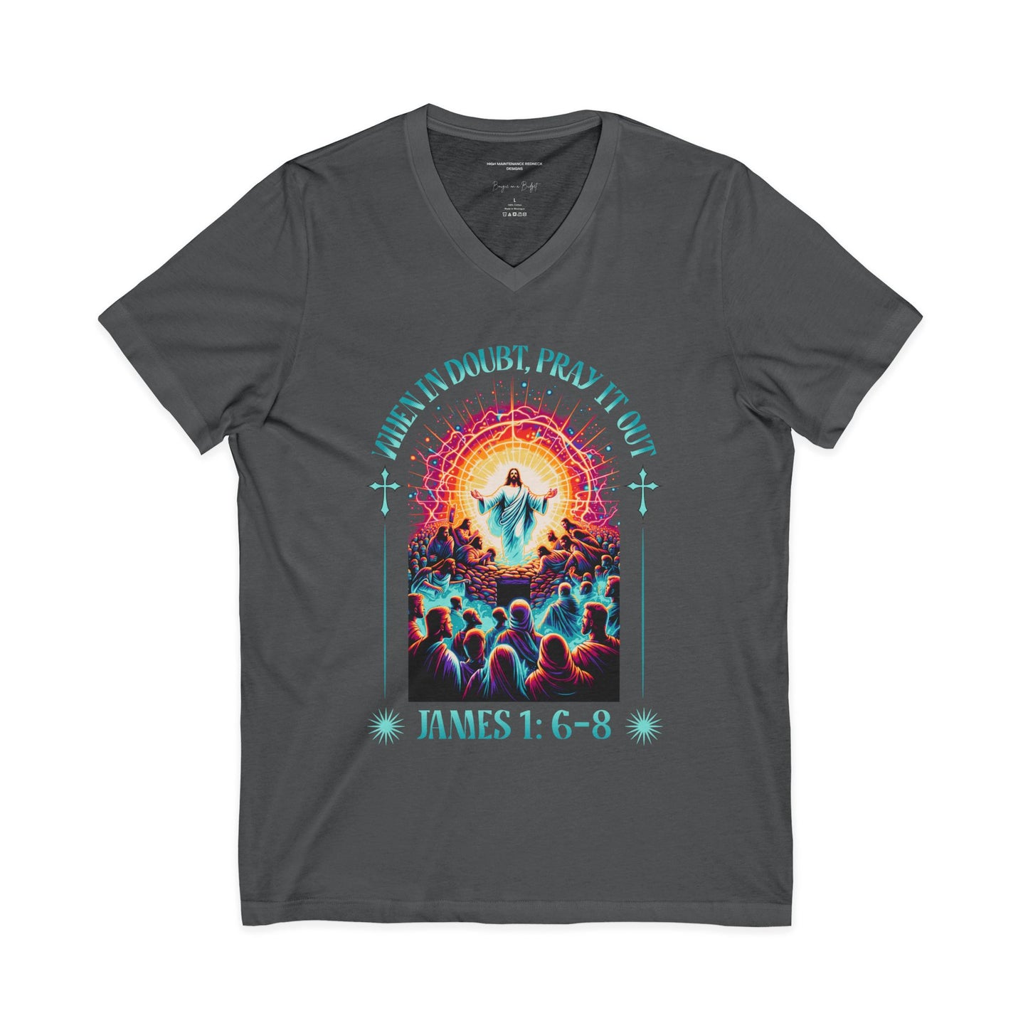 When In Doubt Pray It Out Shirt, Christian Faith T-Shirt, James 1:6-8 Bible Verse Tee, Jesus Shirt, Prayer Shirt, Christian Inspirational Clothing