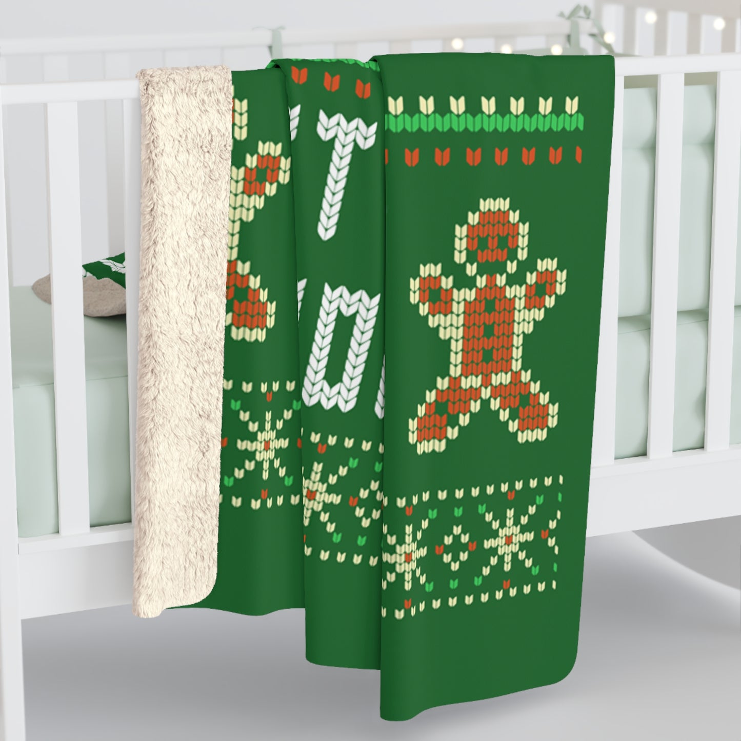 Cozy Christmas Sherpa Fleece Blanket - 'Merry Christmas, Let's Get Jolly'