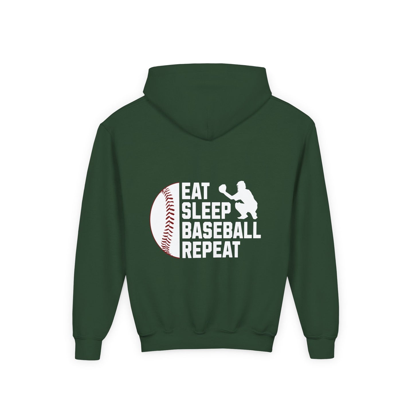Youth Baseball Hoodie – "Eat Sleep Baseball Repeat" Personalized Pullover