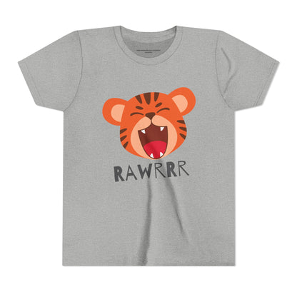 Cute Tiger RAWR Short Sleeve Tee for Kids, Fun Summer Shirt, Animal T-Shirt, Birthday Gift, Playdate Clothing