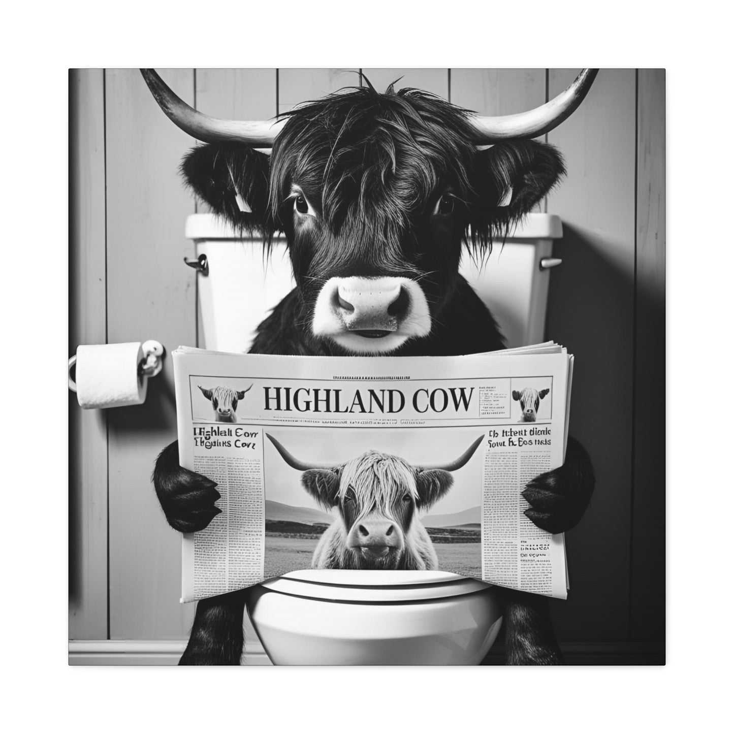 Highland Cow Toilet Funny Art