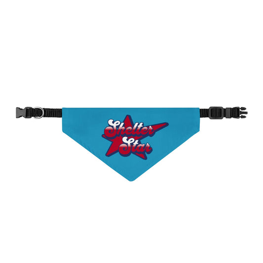 Clip-on Pet Bandana — 'Shelter Star' Blue Dog & Cat Bandana Collar Accessory
