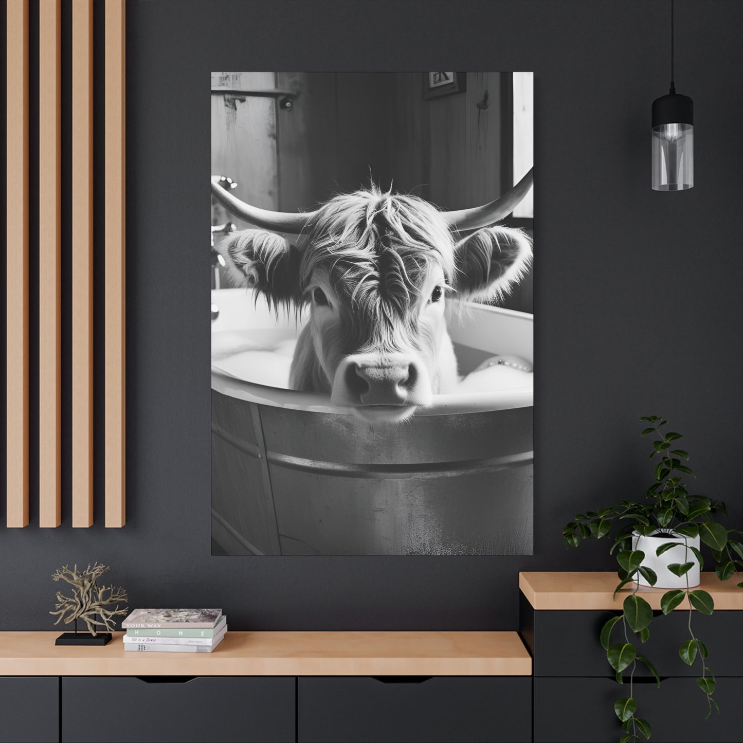 Highland Cow Bubbles Wall Art